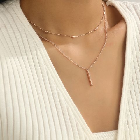 Elegant Simple Style Korean Style Geometric Alloy Copper Women's Double Layer Necklaces