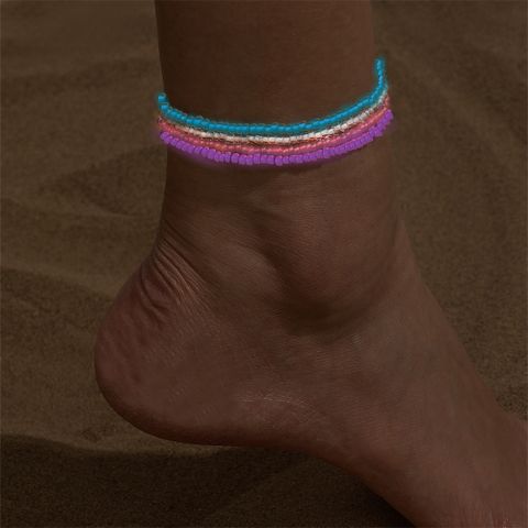 Elegant Beach Simple Style Solid Color Synthetic Resin Women's Anklet