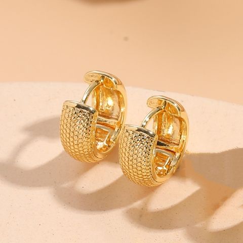 1 Piece Classic Style C Shape Asymmetrical Plating Inlay Copper Zircon 14k Gold Plated Earrings