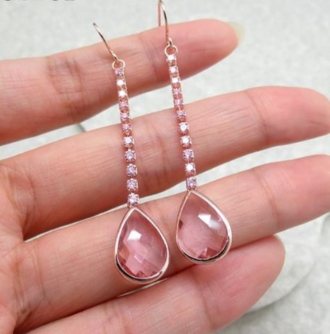 1 Pair Elegant Lady Water Droplets Inlay Copper Zircon Drop Earrings