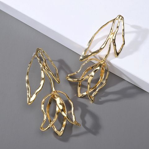 1 Pair Fashion Leaves Metal Plating Gold Plated Women's Drop Earrings