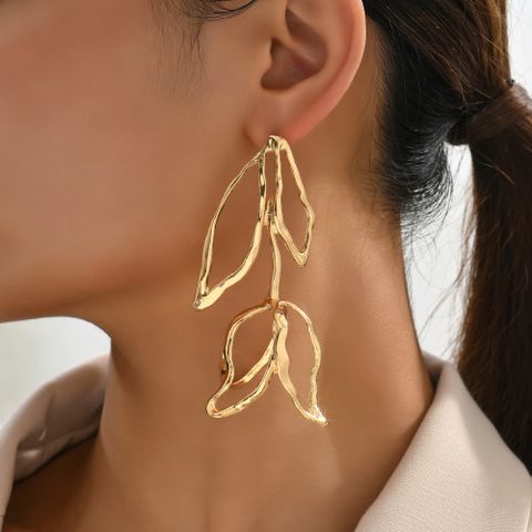 Exaggerated Flower Metal Plating Women's Drop Earrings