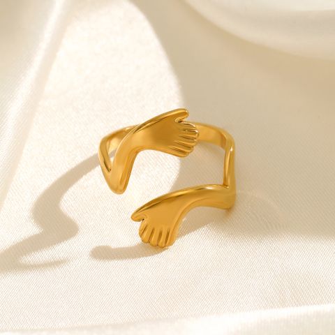 304 Stainless Steel 18K Gold Plated Casual Streetwear Plating Hand Open Rings
