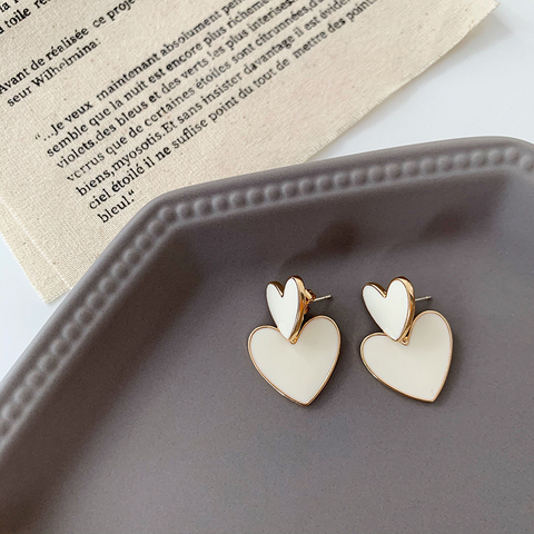 1 Pair Commute Heart Shape Enamel Plating Alloy Gold Plated Silver Plated Drop Earrings