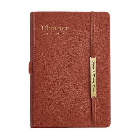 Annual Planner Leather Covered English Version 18 Months Calendar Notebook