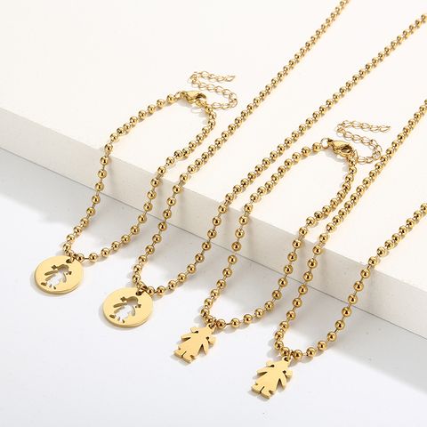 Stainless Steel 18K Gold Plated Casual Simple Style Plating Geometric Bracelets Necklace