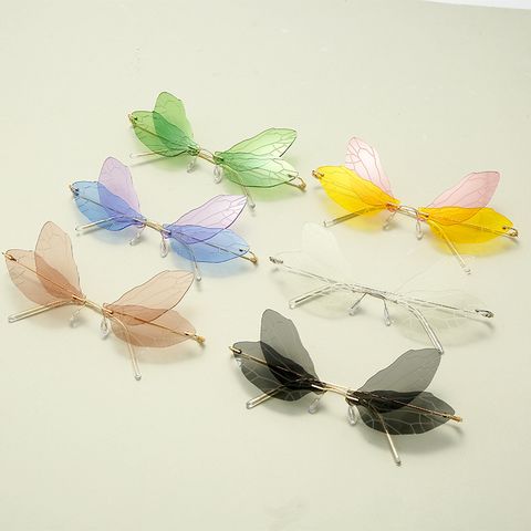 Novelty Artistic Dragonfly Pc Clips Women's Sunglasses
