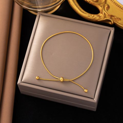 304 Stainless Steel 18K Gold Plated Simple Style Solid Color Bracelets Anklet Necklace