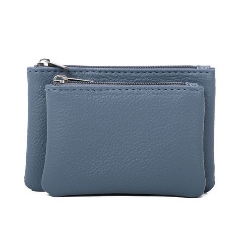 Women's Solid Color Pu Leather Zipper Coin Purses