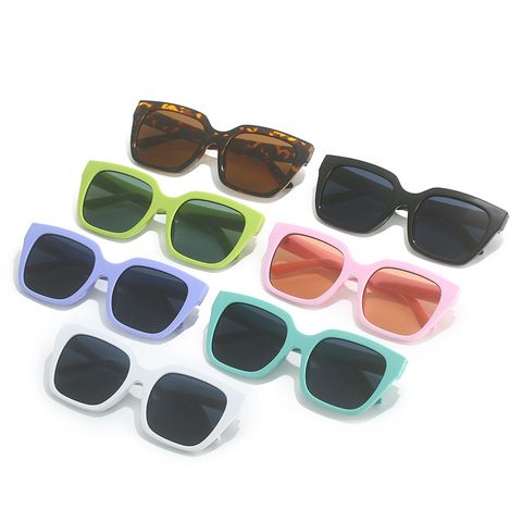 Retro Classic Style Color Block Leopard Pc Square Full Frame Women's Sunglasses