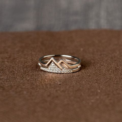 Simple Style Streetwear Mountain Sterling Silver Zircon Rings In Bulk