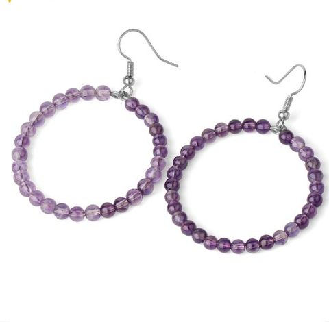 1 Pair Casual Vacation Round Beaded Plating Alloy Natural Stone Crystal Drop Earrings