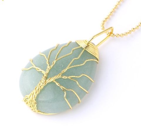 Ig Style Simple Style Tree Water Droplets Natural Stone Crystal Opal Women's Pendant Necklace Necklace Pendant