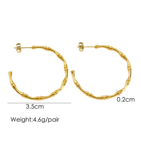 1 Pair Classic Style C Shape Plating 304 Stainless Steel Zircon 14K Gold Plated Earrings