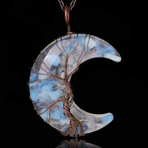 Casual Simple Style Moon Natural Stone Opal Plating Women's Pendant Necklace Necklace Pendant