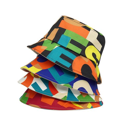 Unisex Simple Style Color Block Printing Flat Eaves Bucket Hat