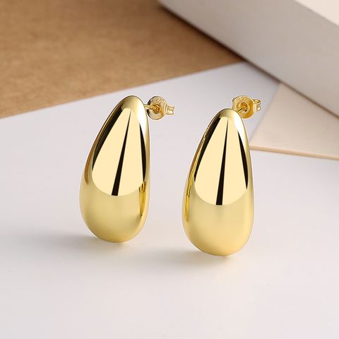 1 Pair Glam Luxurious Solid Color Water Droplets Plating Copper Ear Studs