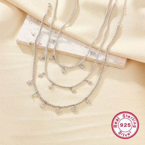 Lady Letter Star Butterfly Sterling Silver Plating White Gold Plated Necklace