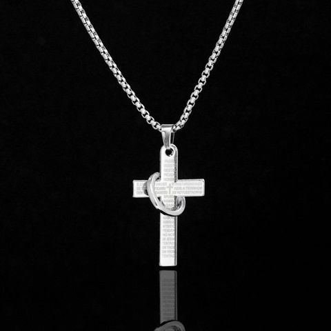 Hip-hop Cross Titanium Steel Patchwork Pendant Necklace