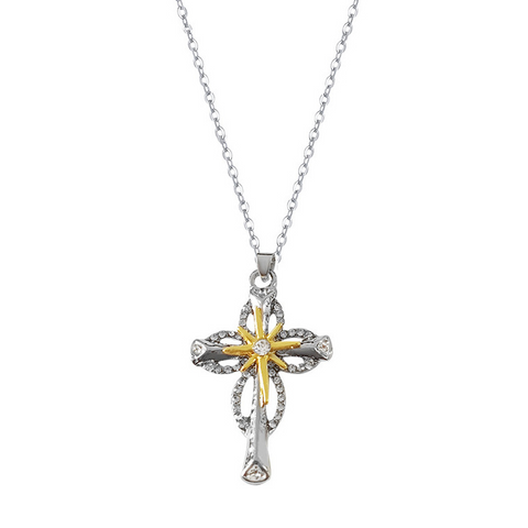 Vintage Style Cross Alloy Plating Silver Plated Women's Pendant Necklace