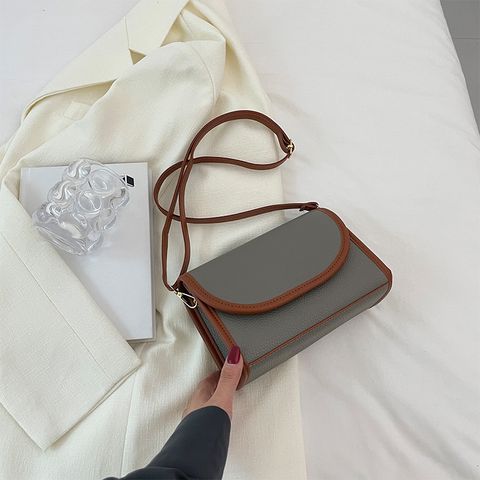 Women's Small Pu Leather Color Block Elegant Square Magnetic Buckle Shoulder Bag Crossbody Bag Square Bag