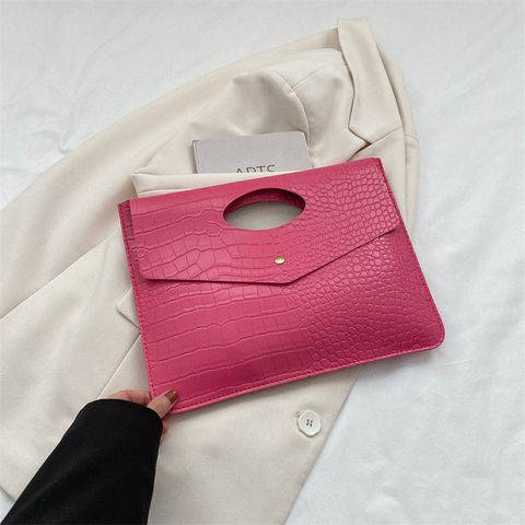 Women's Pu Leather Solid Color Streetwear Square Magnetic Buckle Clutch Bag