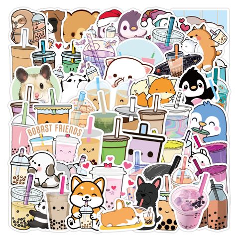 50 Sheets/100 Sheets New Bubble Tea Graffiti Stickers Waterproof Luggage Notebook Scooter Water Cup Stickers