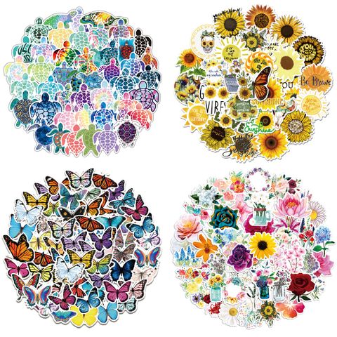 50 Pieces Turtle Sunflower Butterfly Graffiti Stickers New Arrival Luggage Laptop Guitar Stickers