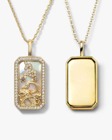 Glass Copper Fashion Plating Constellation Zircon Pendant Necklace