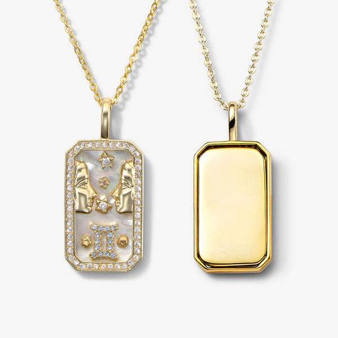 Glass Copper Fashion Plating Constellation Zircon Pendant Necklace