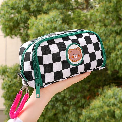 Portable Large Capacity Chessboard Pencil Case Good-looking Stationery Storage Bag Pencil Box