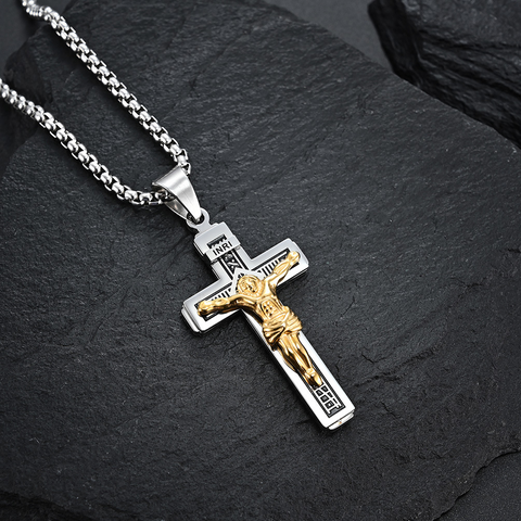 Punk Streetwear Cross Stainless Steel Alloy Gold Plated Silver Plated Men's Pendant Necklace