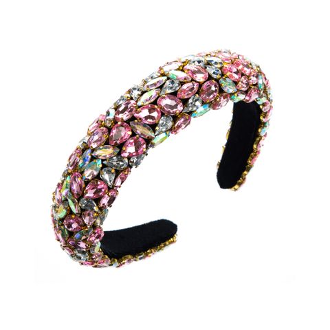 Elegant Luxurious Queen Colorful Cloth Inlay Rhinestones Hair Band