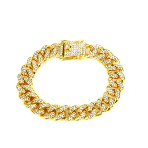 Fashion Solid Color Alloy Inlay Rhinestones Unisex Bracelets Necklace 1 Piece