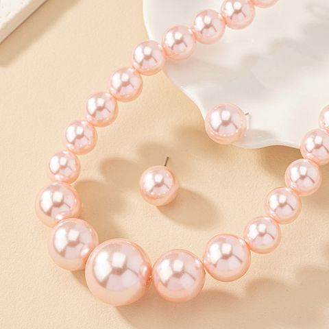 Wholesale Jewelry Retro Luxurious Solid Color Imitation Pearl Alloy Earrings Necklace