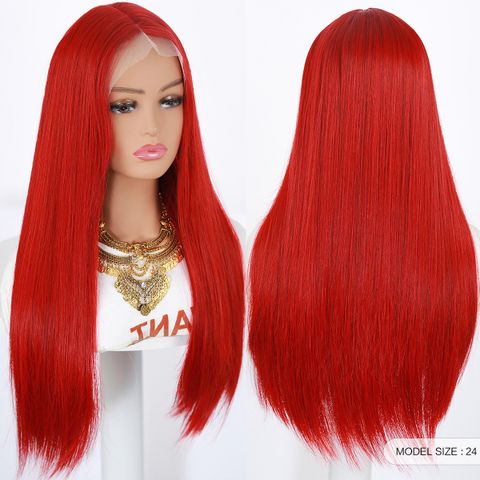 Women's Simple Style Street High Temperature Wire Side Fringe Long Straight Hair Wigs