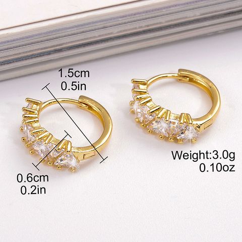 1 Pair Elegant Triangle Heart Shape Plating Inlay Copper Zircon Hoop Earrings