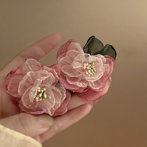1 Pair Japanese Style Flower Cloth Drop Earrings