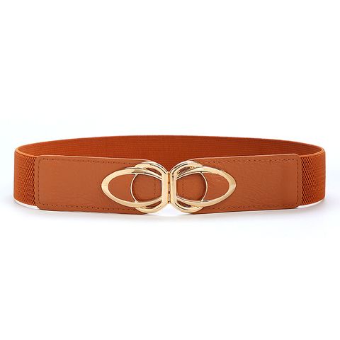 Sweet Solid Color Pu Leather Alloy Women's Leather Belts