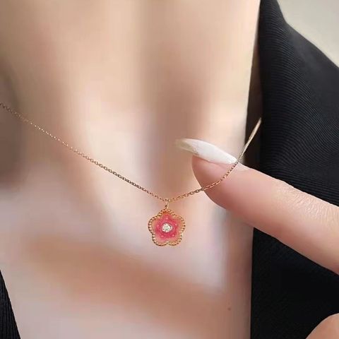 Lady Sweet Heart Shape Flower Fish Tail Imitation Pearl Alloy Inlay Rhinestones Women's Necklace