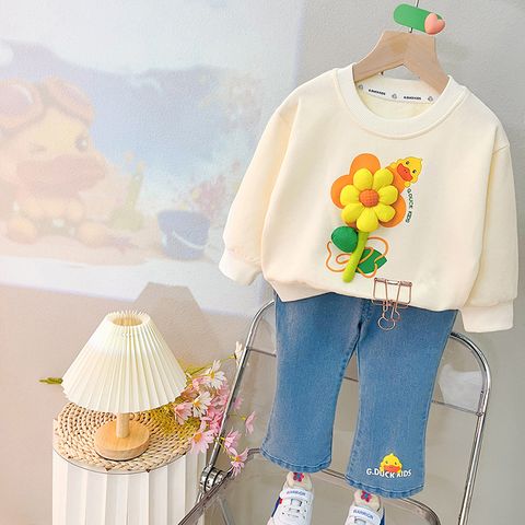 Cute Cartoon Flower Cotton Girls Clothing Sets