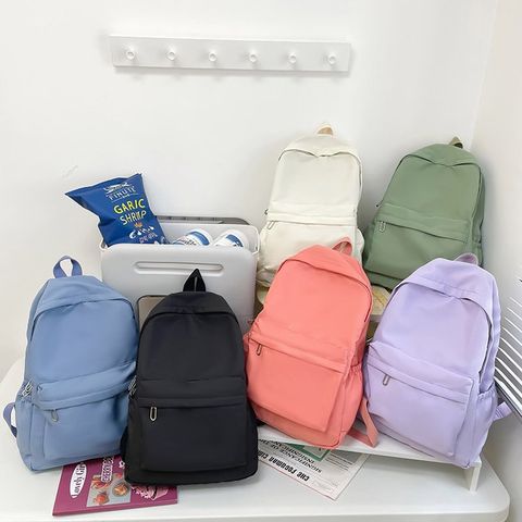 Solid Color School School Backpack