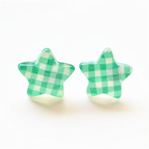 1 Pair Cute Star Heart Shape Printing Arylic Ear Studs