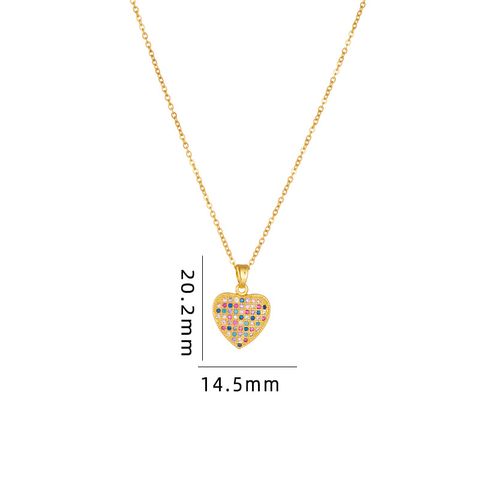 Simple Style Cartoon Character Heart Shape Bow Knot Copper Inlay Zircon Pendant Necklace