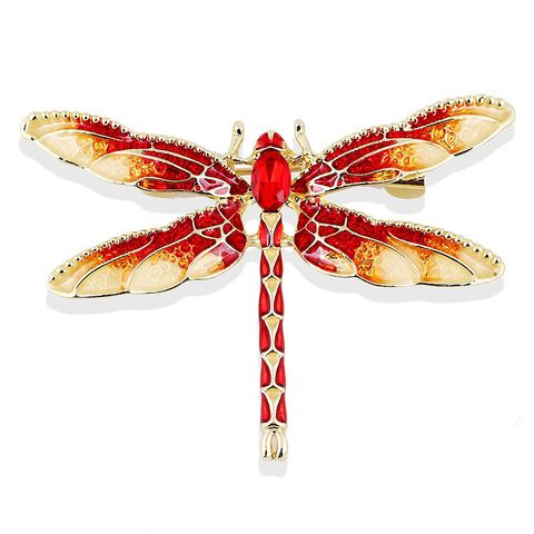 Original Design Dragonfly Alloy Plating Inlay Artificial Gemstones Women's Brooches