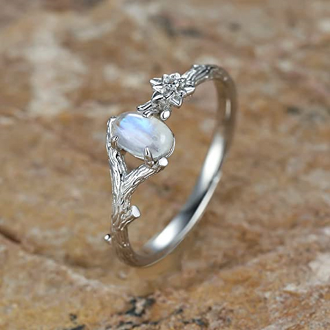 Elegant Korean Style Geometric Alloy Inlay Moonstone White Gold Plated Silver Plated Women's Rings