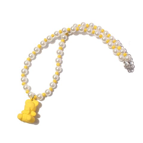 Cute Simple Style Bear Imitation Pearl Beaded Women's Necklace