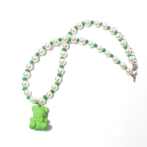 Cute Simple Style Bear Imitation Pearl Beaded Women's Necklace