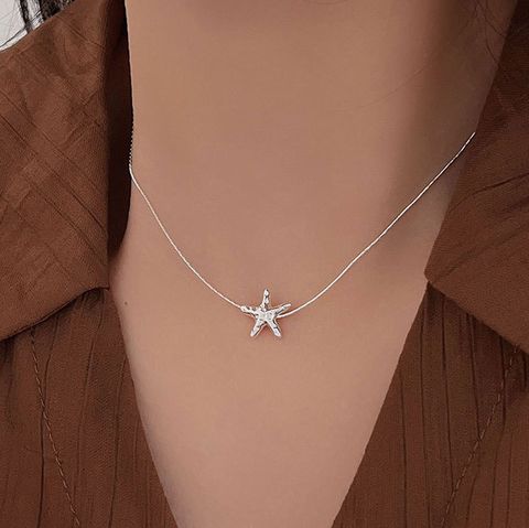 Elegant Lady Starfish Sterling Silver Plating Necklace