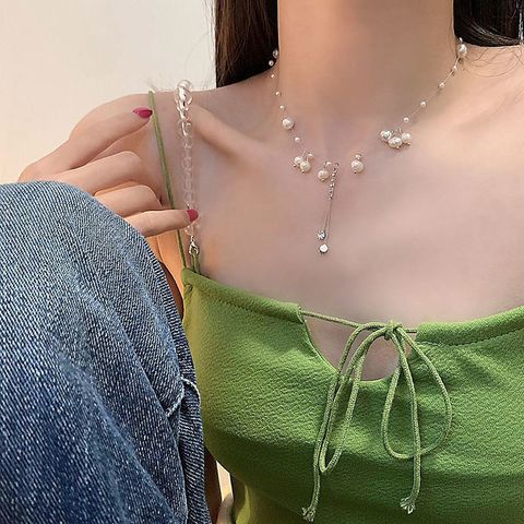 Sweet Tassel Imitation Pearl Alloy Plating Women's Necklace